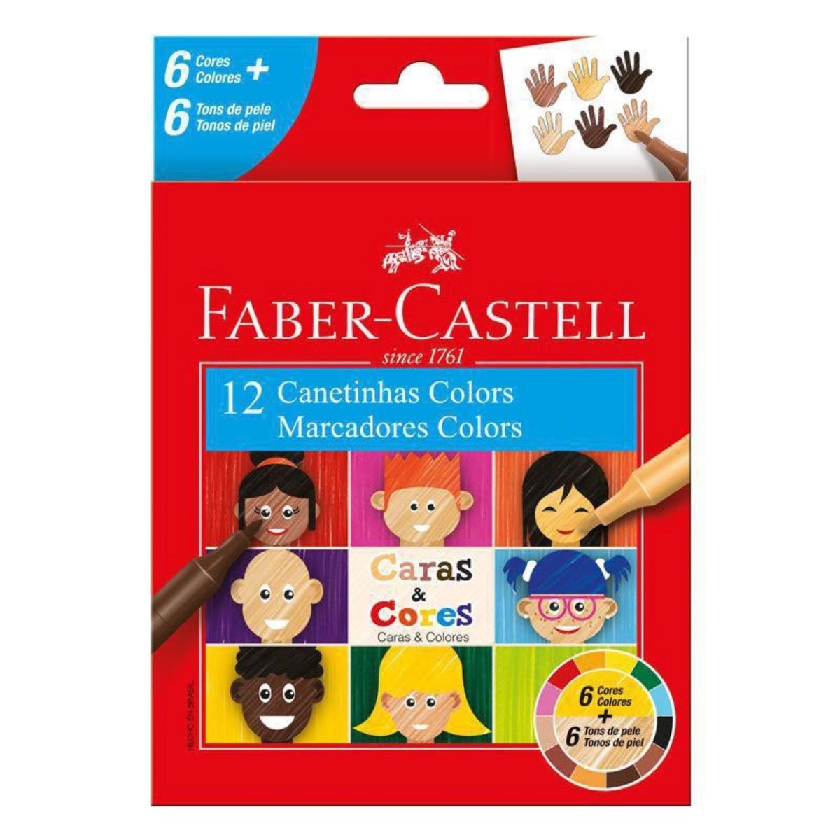 Canetinha Hidrográfica Faber Castell Caras e Cores com 12 unidades