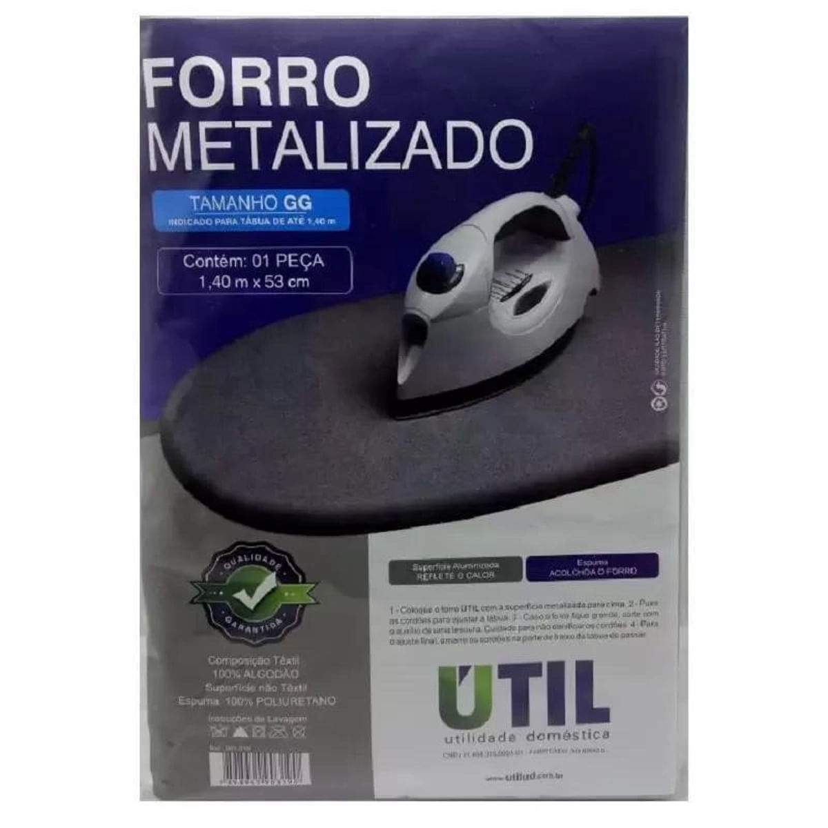 Capa para Tábua de Passar Roupa Útil Forro Metalizado Tamanho G 140 cm x 53 cm