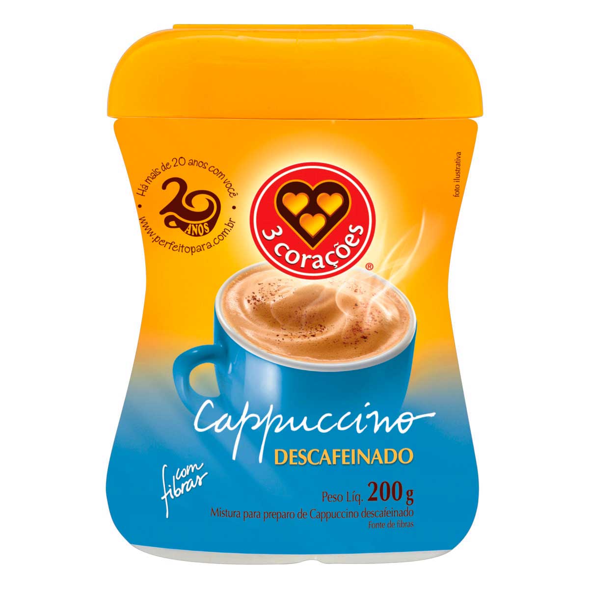 Cappuccino Descafeinado 3 Corações Pote 200G