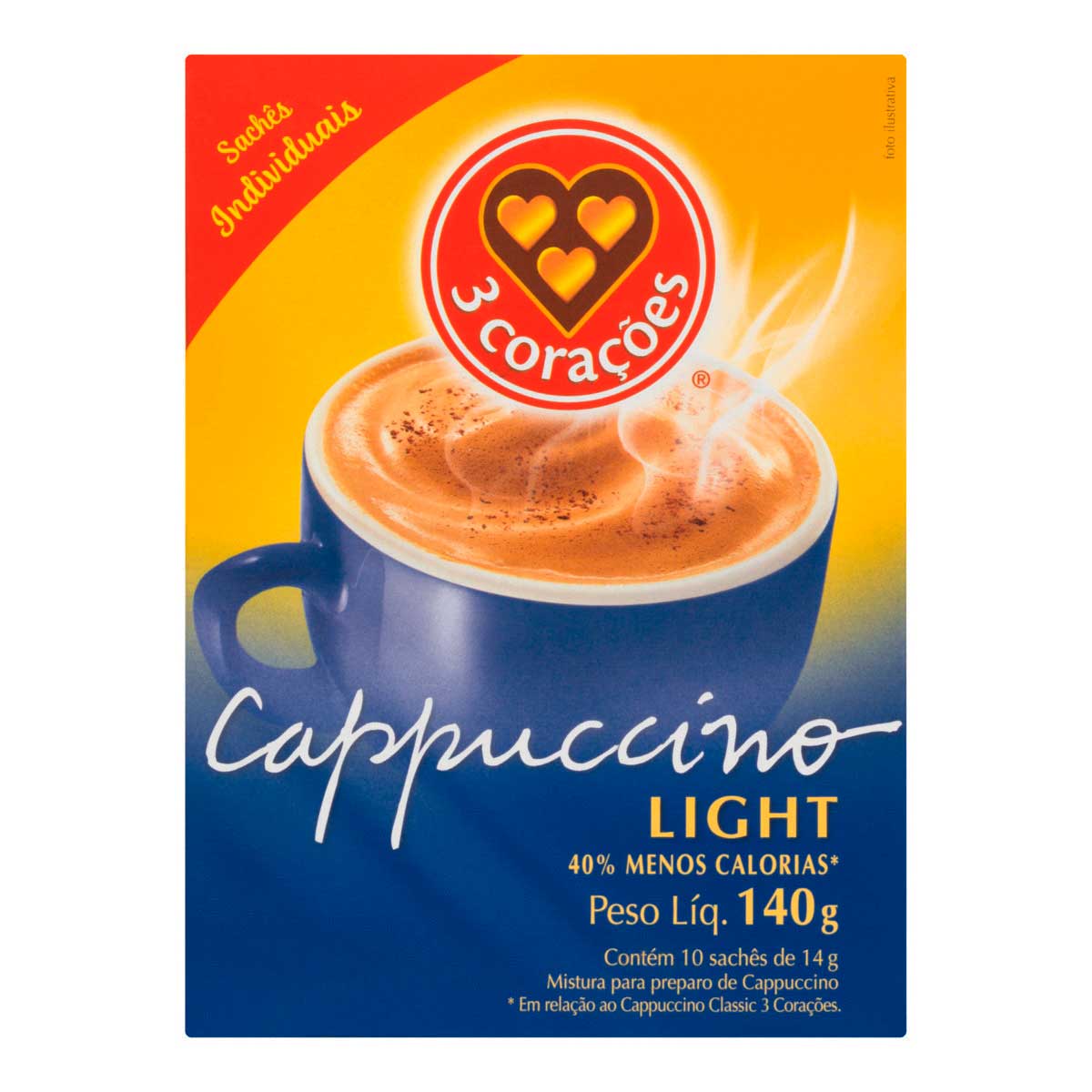 Cappucciono Light 3 Corações Sachê 140G