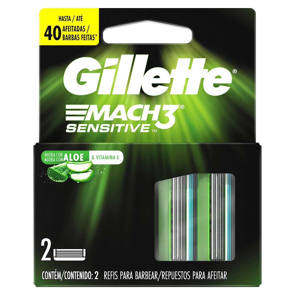 Carga para Aparelho de Barbear Gillette Mach 3 Sensitive 2 unidades