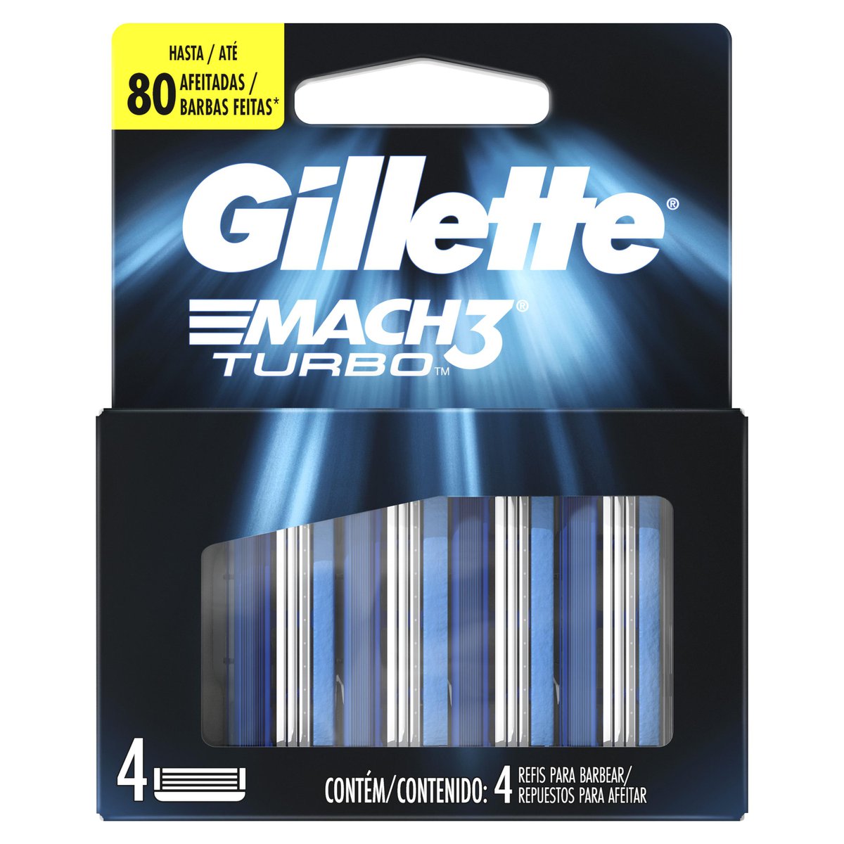 Carga para Aparelho de Barbear Gillette Mach 3 Turbo 4 Unidades