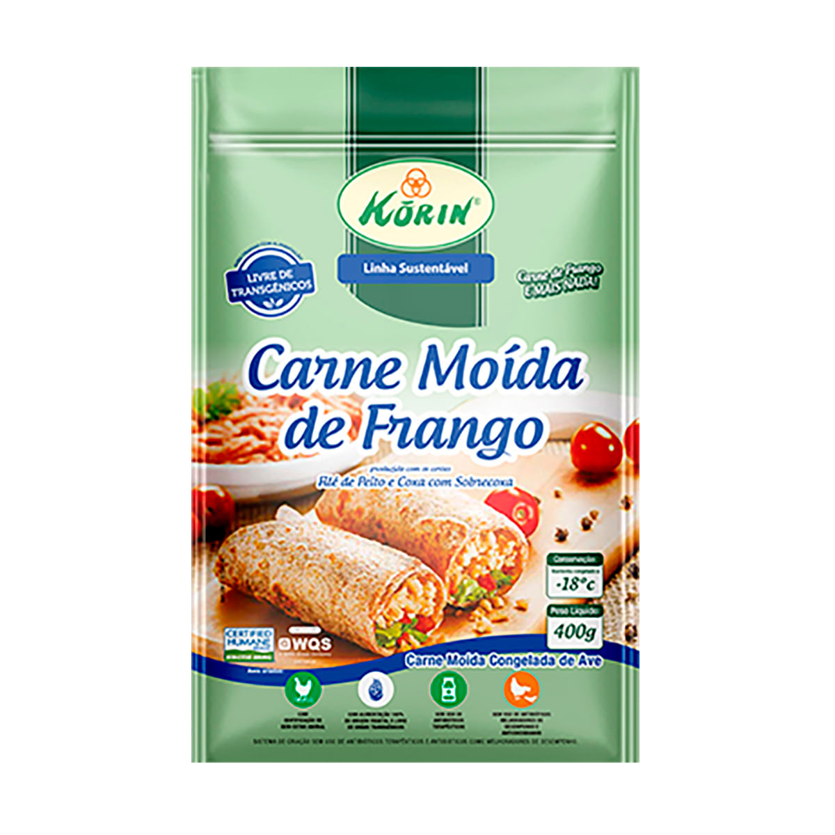 Carne Moída de Frango Congelado Korin 400 g