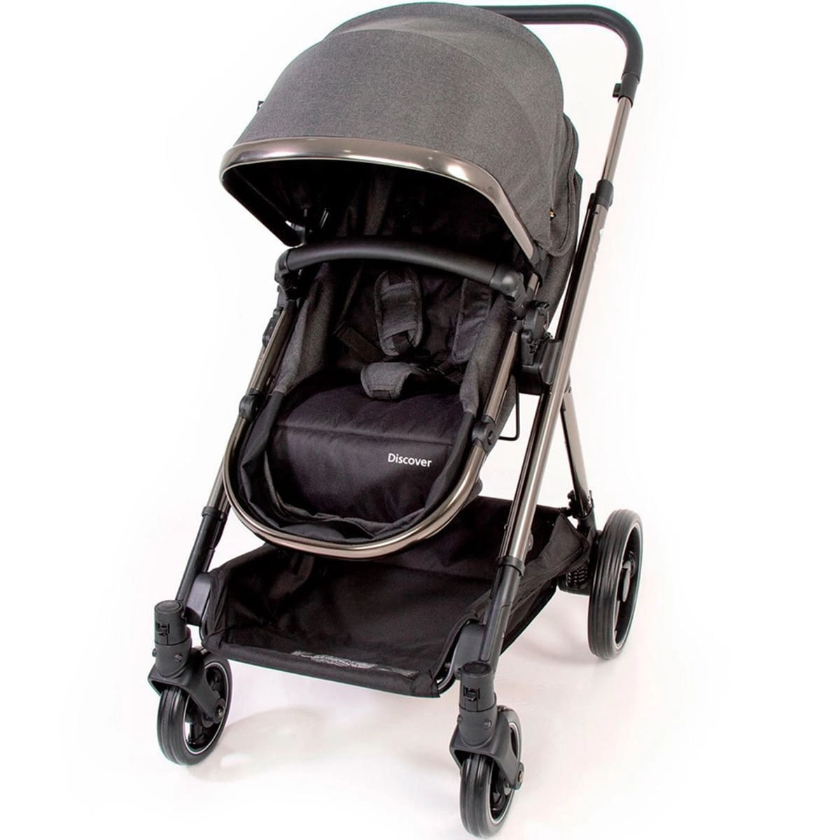 Carrinho de Bebê Safety 4 Rodas 4 Posições 0 a 15 Kg 1St Discover Chrome Cinza