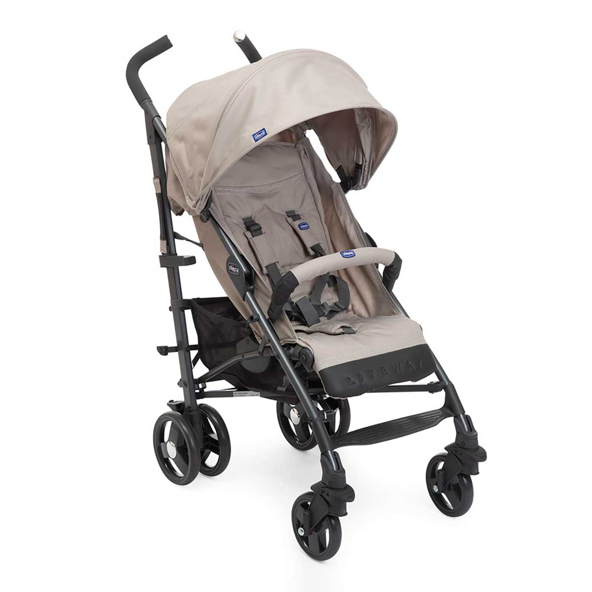 Carrinho de Bebê Chicco 4 Rodas Suporta Crianças de Até 15Kg Lite Way Basic Dark Beige