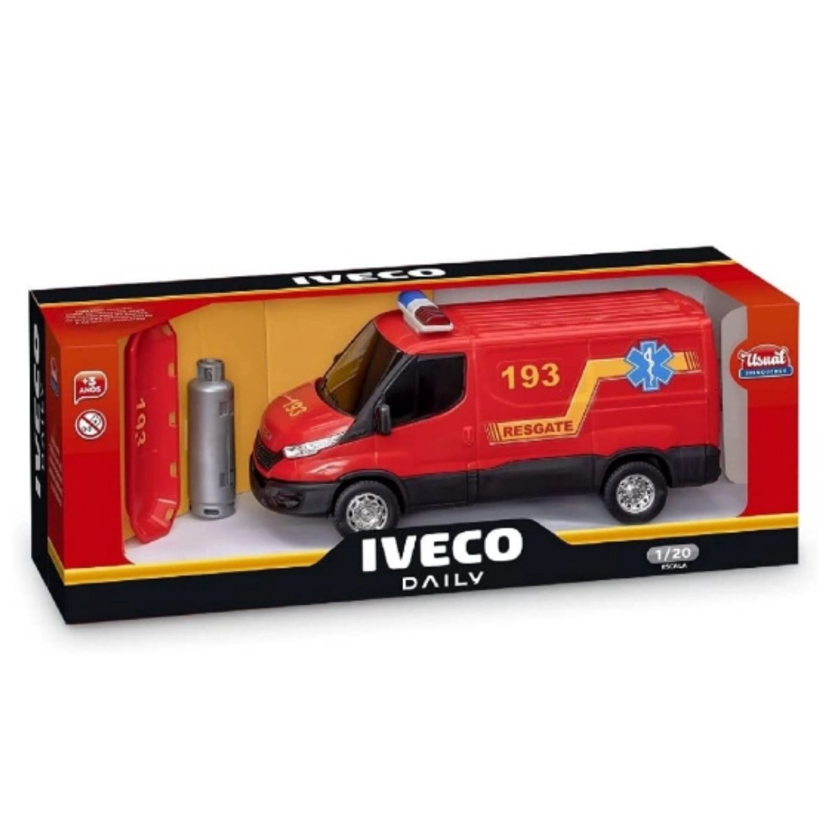 Carro De Brinquedo Furgão Resgate Iveco Vermelho