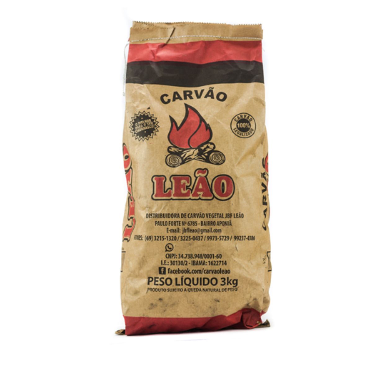 Carvão Leão Pacote 3 Kg