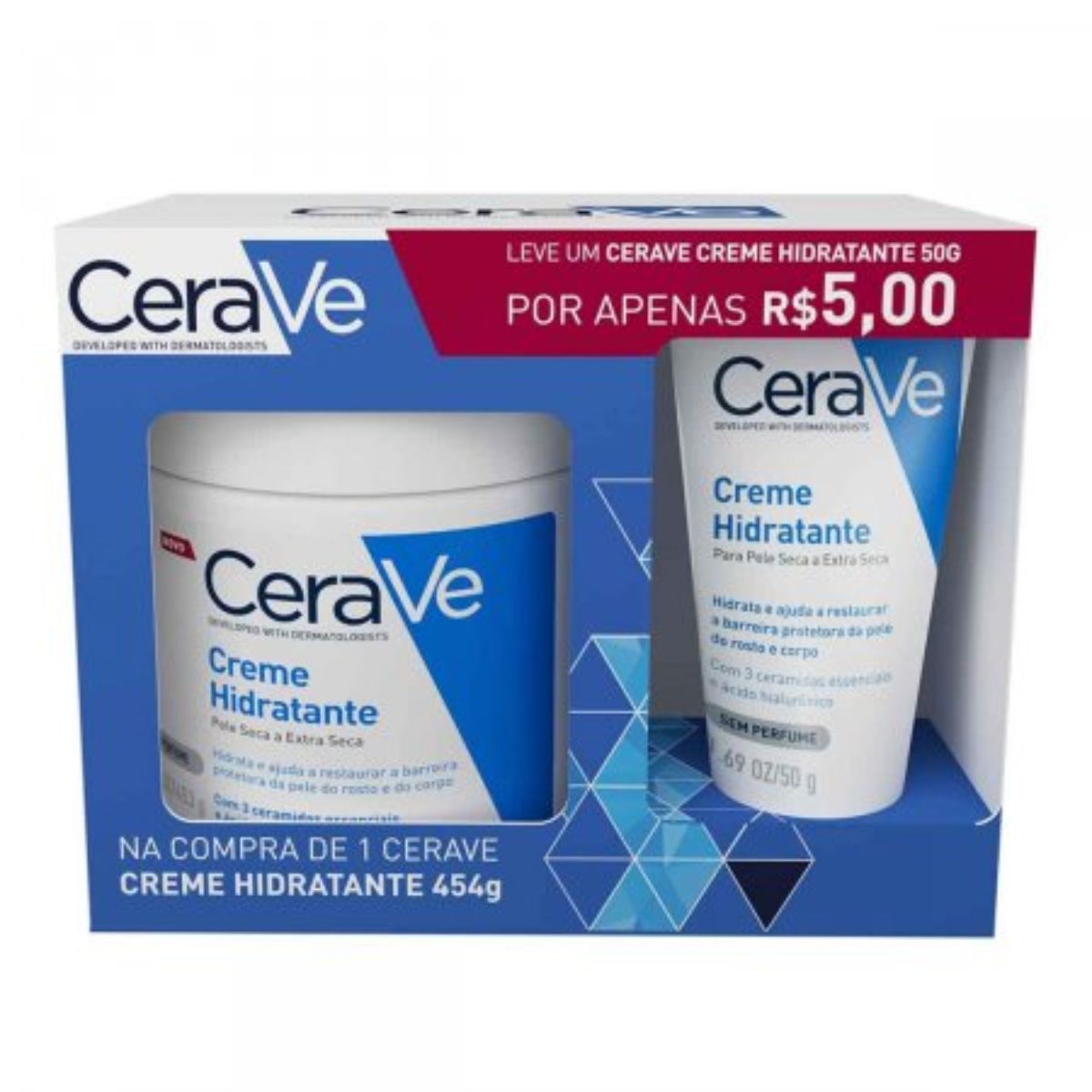 Kit Creme Hidratante Corporal Cerave Com 453g + 50g