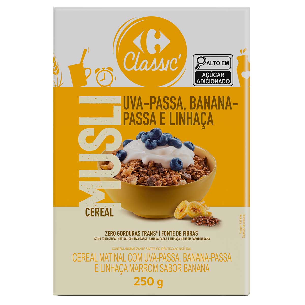 Cereal Matinal Musli Sabor Banana e Linhaça Carrefour Classic 280g