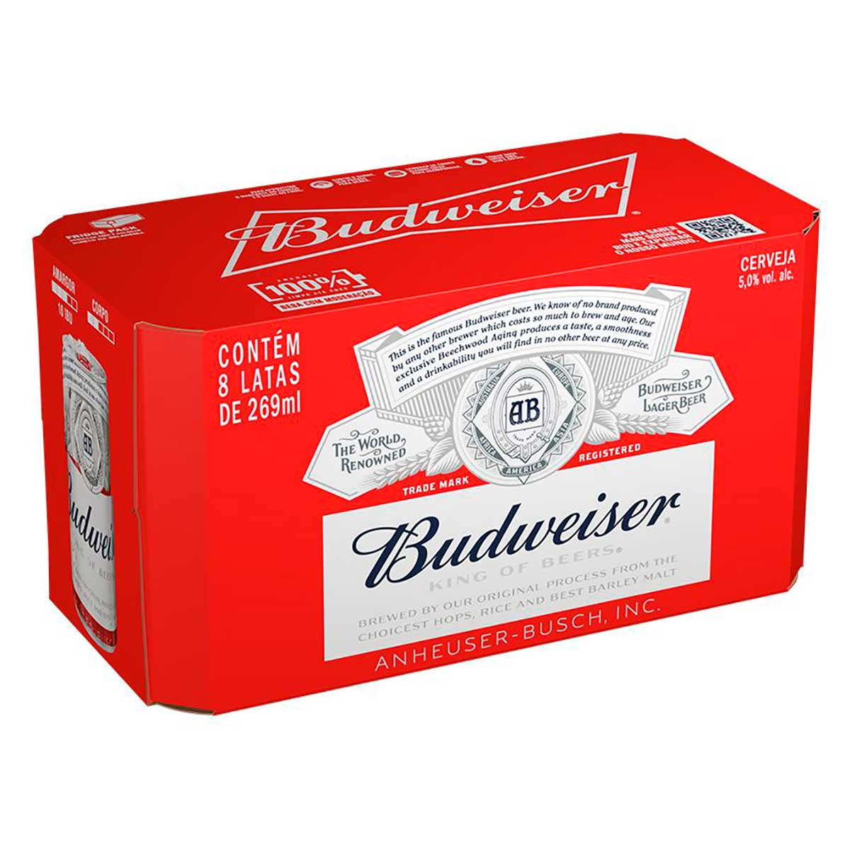 Cerveja American Lager Budweiser Lata 269ml Pack com 8 Unidades