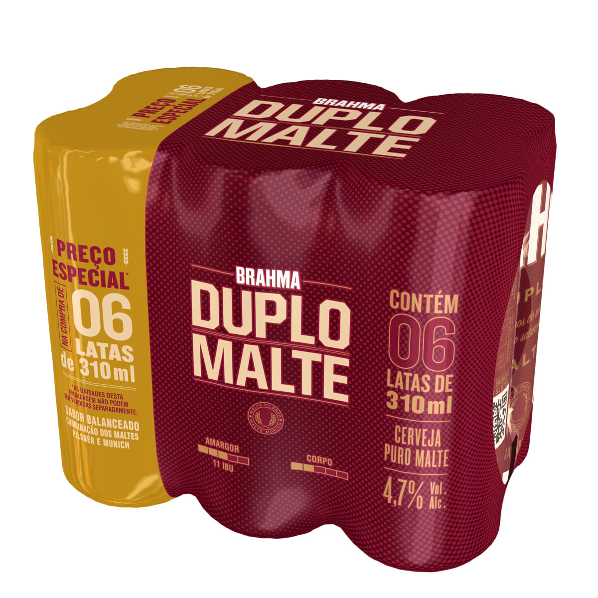 Cerveja Pilsner Duplo Malte Brahma Lata Pack com 6 Unidades 310ml Cada