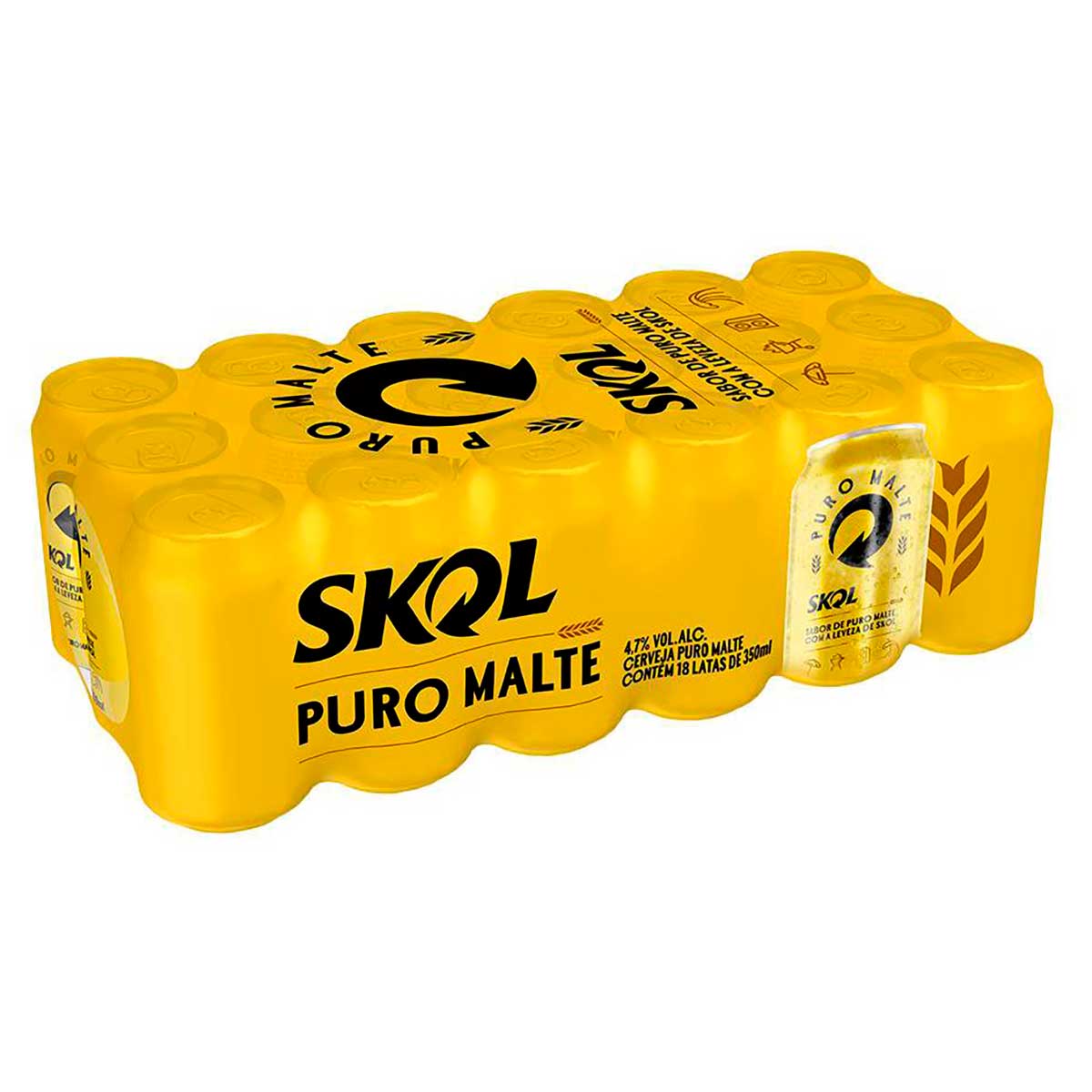 Cerveja Skol Puro Malte 350ml Pack C/18