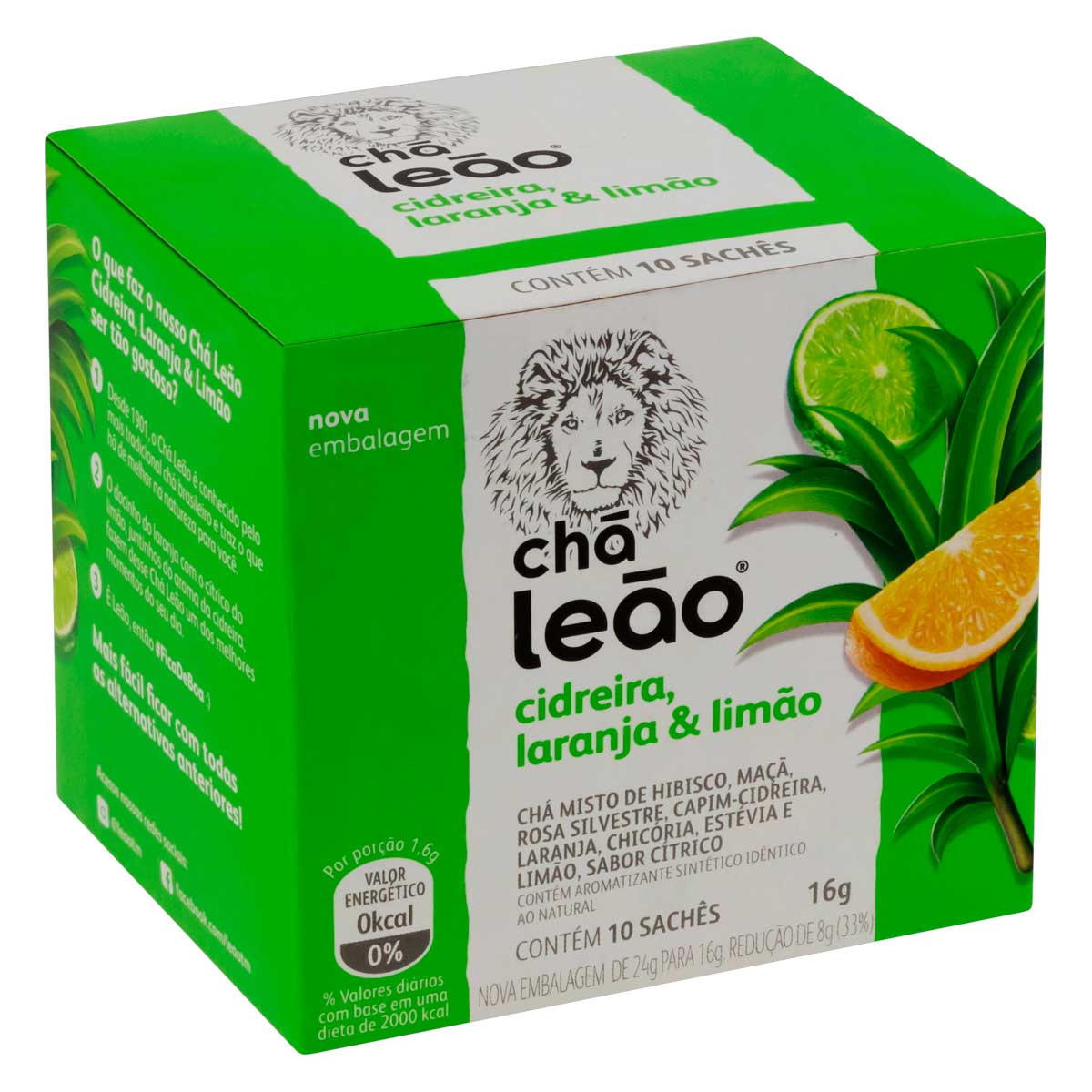 Chá Cidreira, Laranja &amp; Limão Chá Leão Caixa 16 g com 10 Unidades