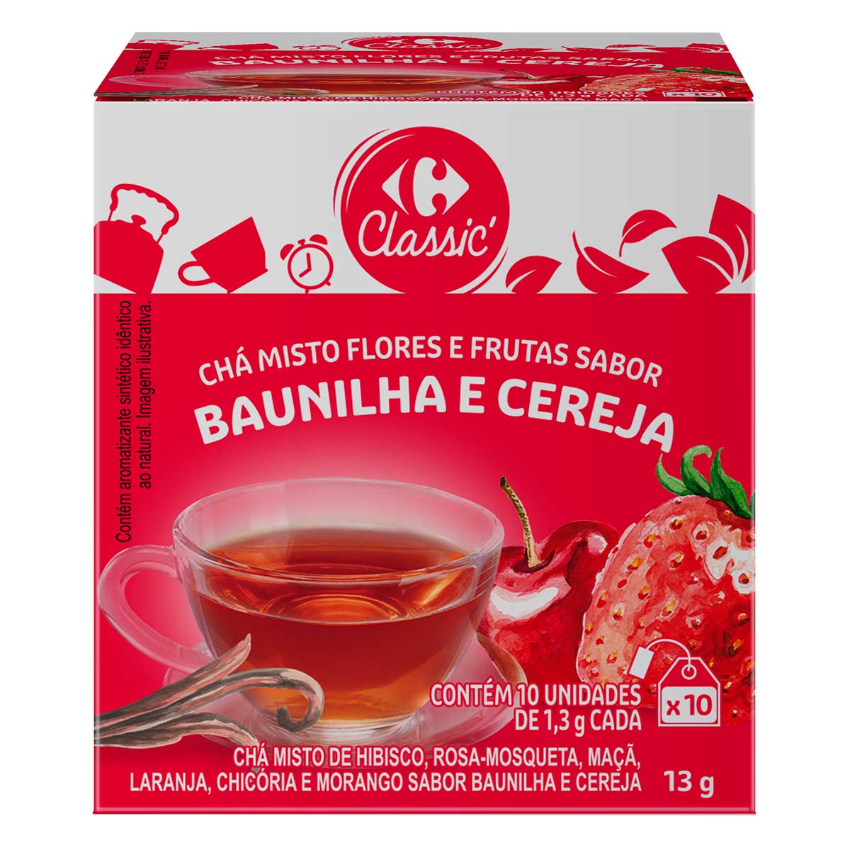 Chá de Morango com Cereja e Baunilha Carrefour 10 Sachês