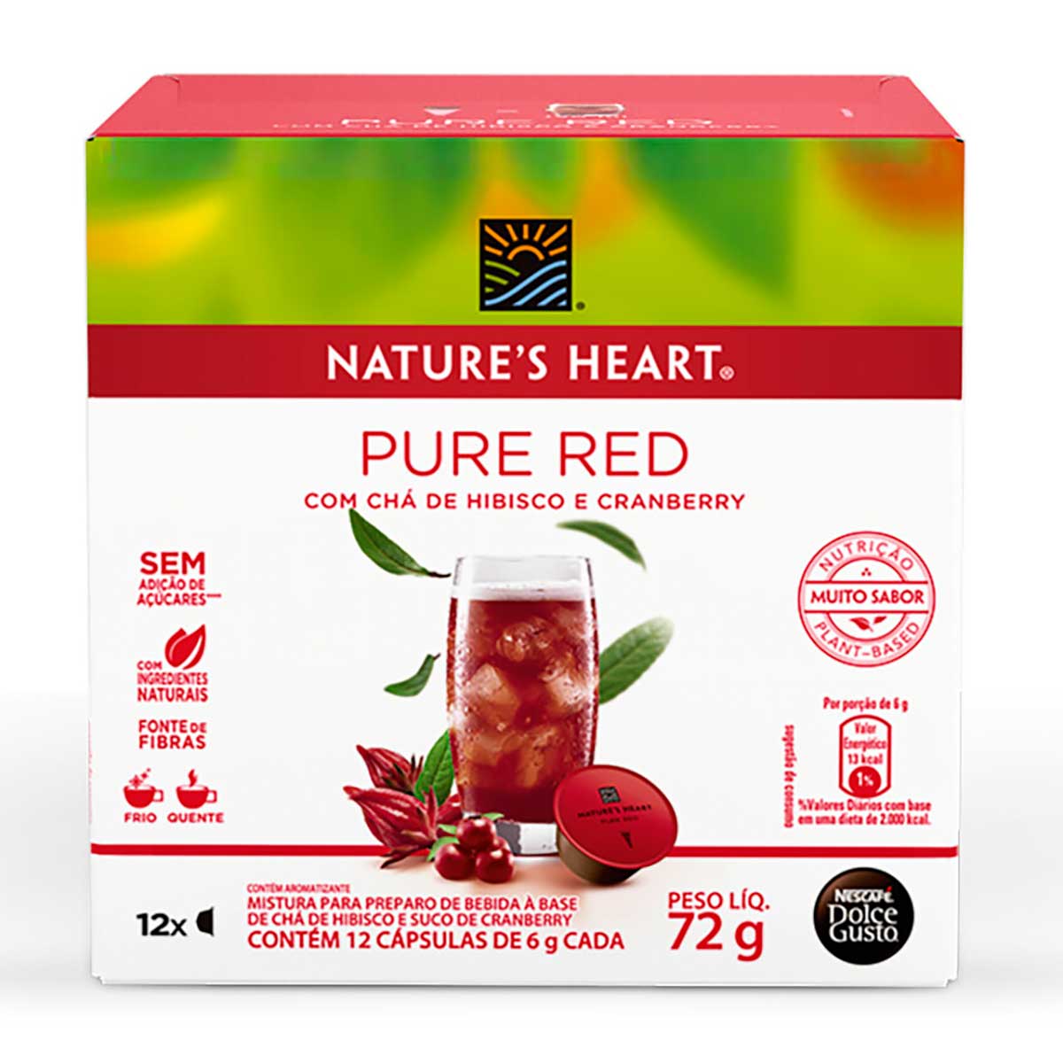 Chá em Cápsula Pure Red Nature&apos;s Heart Caixa 72 g 12 Unidades