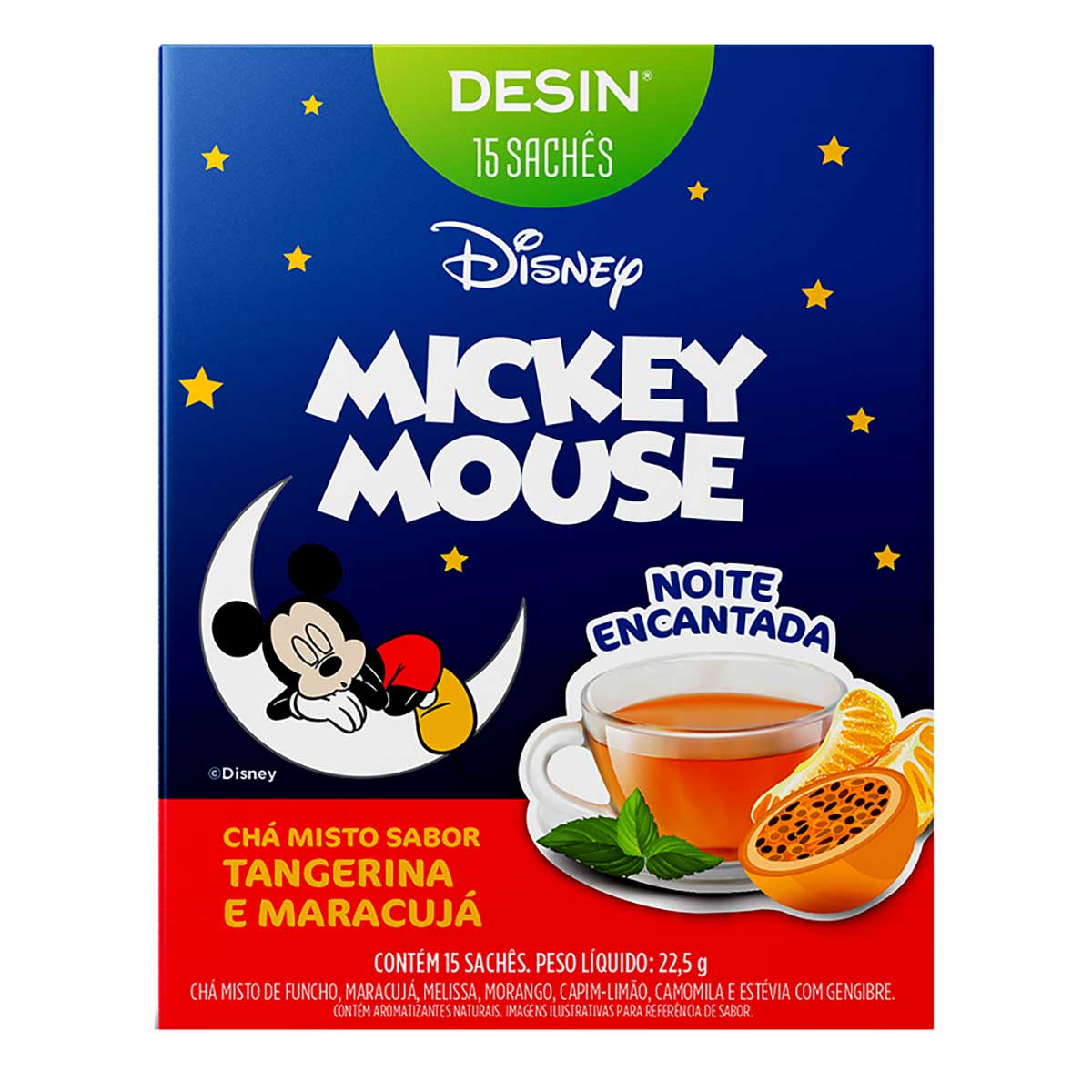 Chá Misto Infantil Sabor Tangerina com Maracujá Desinchá Disney Mickey 23g 15 Sachês