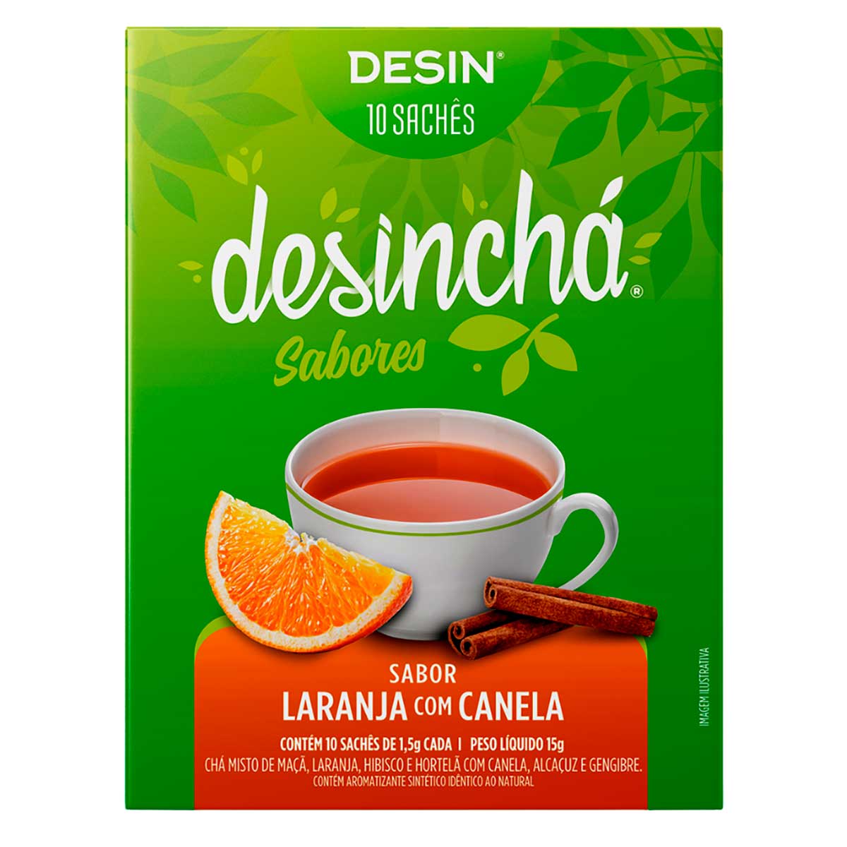 Chá Misto Sabor Laranja com Canela Desinchá 15g 10 Sachês