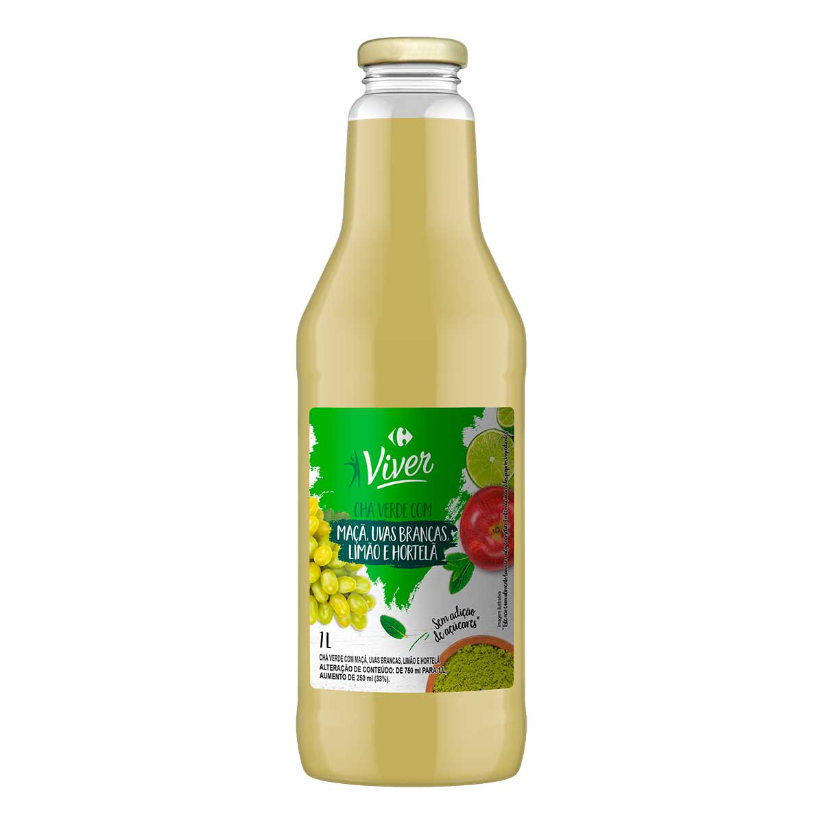 Chá Verde Sabor Uva e Hortelã Carrefour Viver 1L