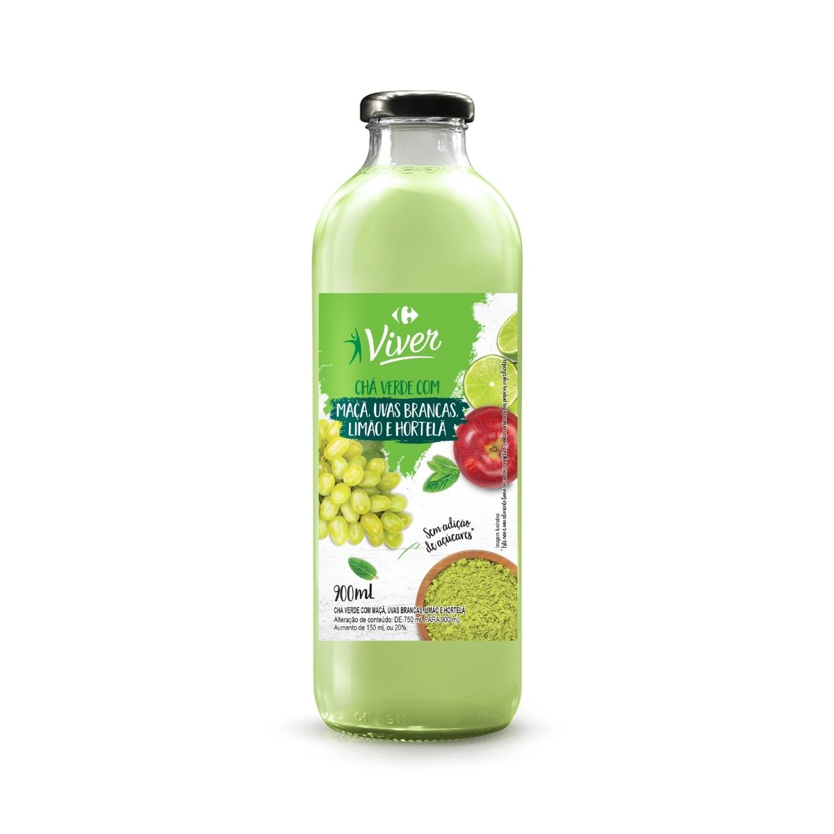 Chá  Verde Uva e Hortelã Carrefour Viver 900 ml