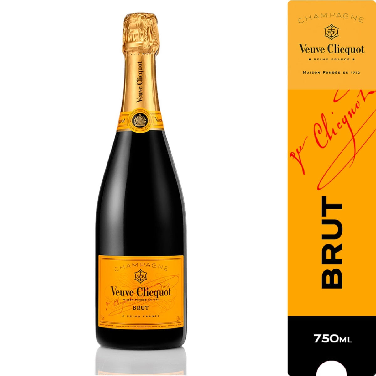 Champagne Veuve Clicquot Brut Branco Pinot Noir, Pinot Meunier e Chardonnay 750ml