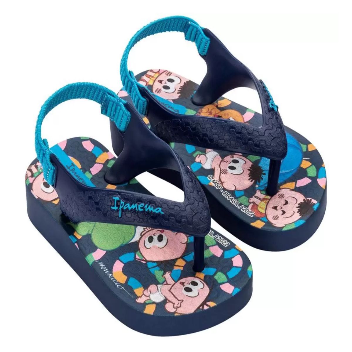 Chinelo Baby Masculino Turma da Mônica Tamanho 20,21 Azul Ipanema