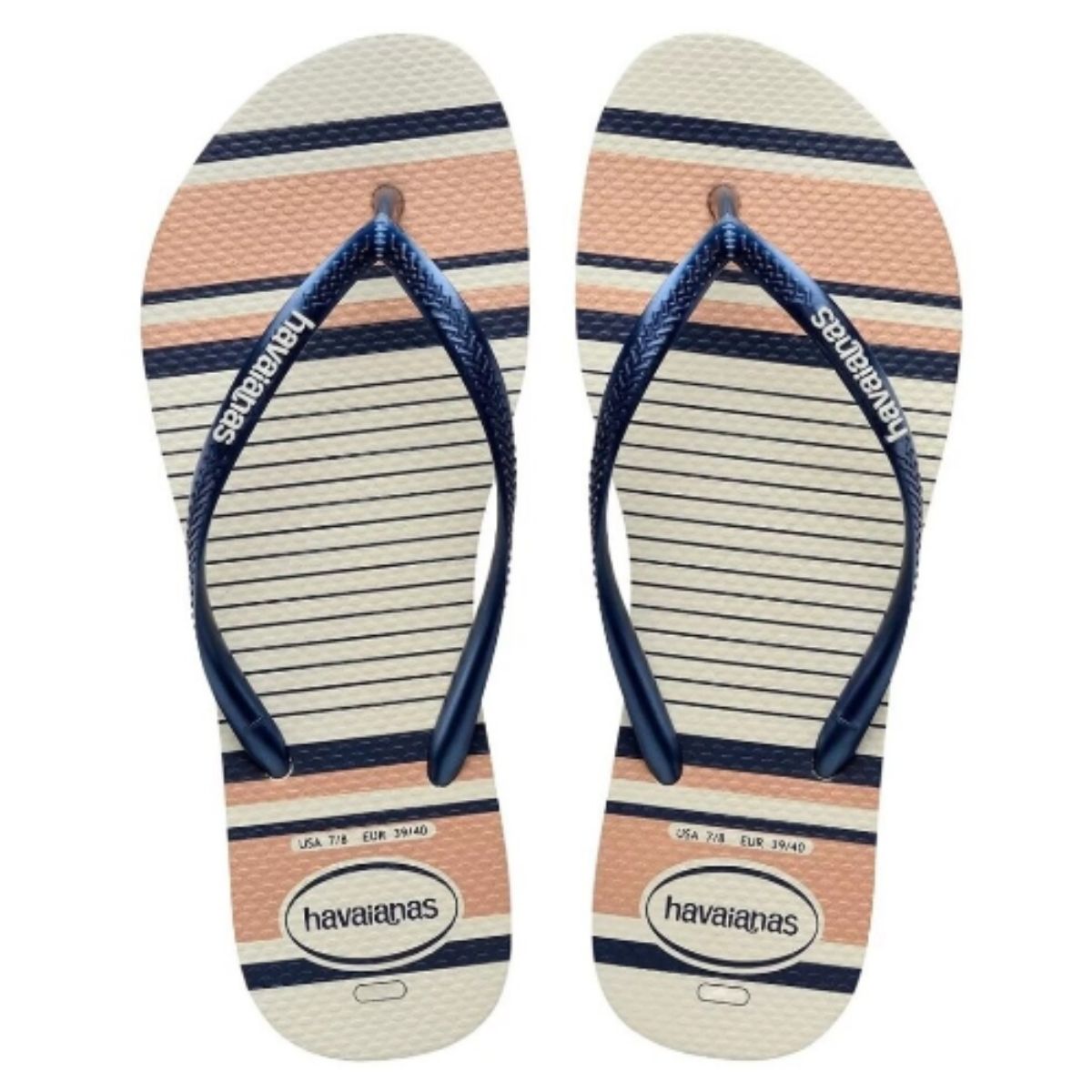 Chinelo Feminino Slim Nautical  35 36 Havaianas Branco e Azul