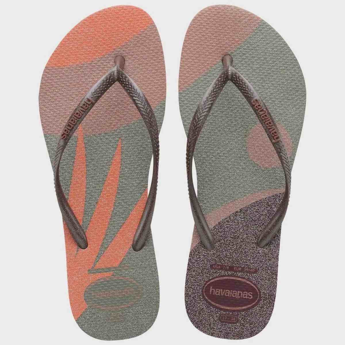 Chinelo Havaianas Feminina Slim Palette Glow Crocus com Glitter Rosa 39 40