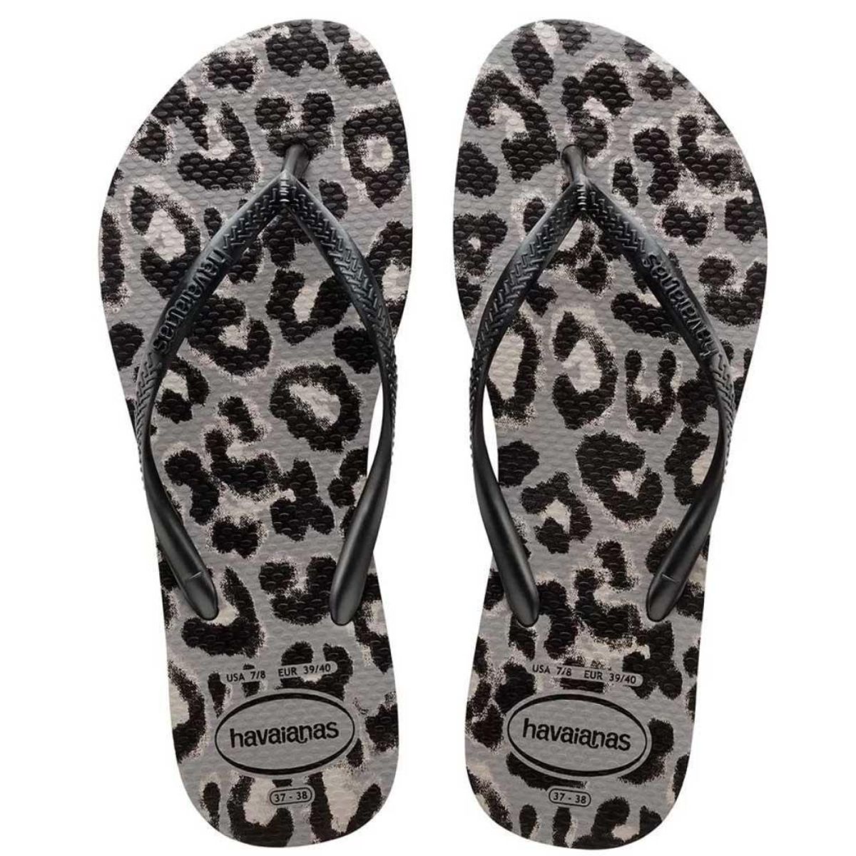 Chinelo de Dedo Havaianas Feminino Slim Animals Cinza 33/34