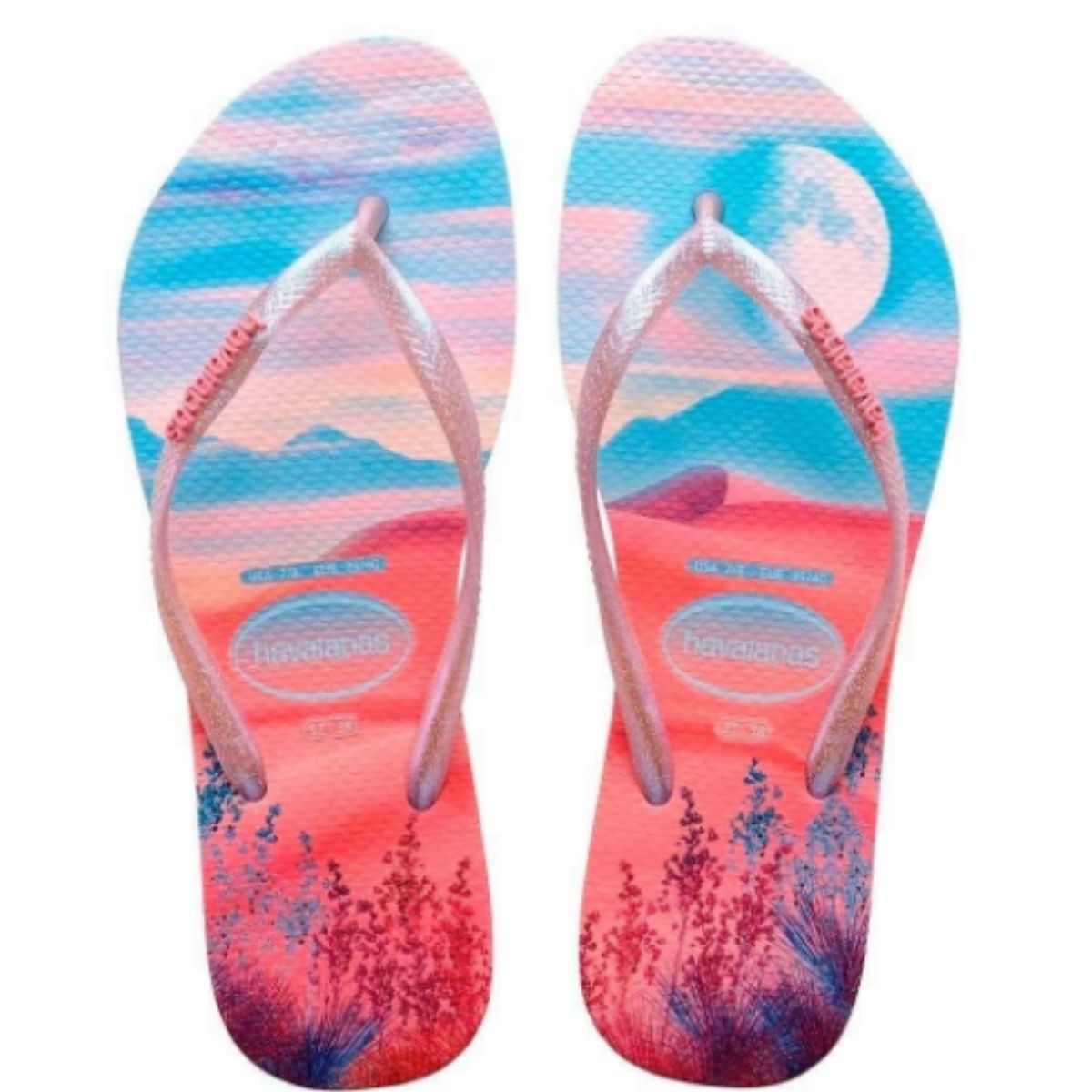 Chinelo Slim Paisagem 33 34 Havaianas Rosa