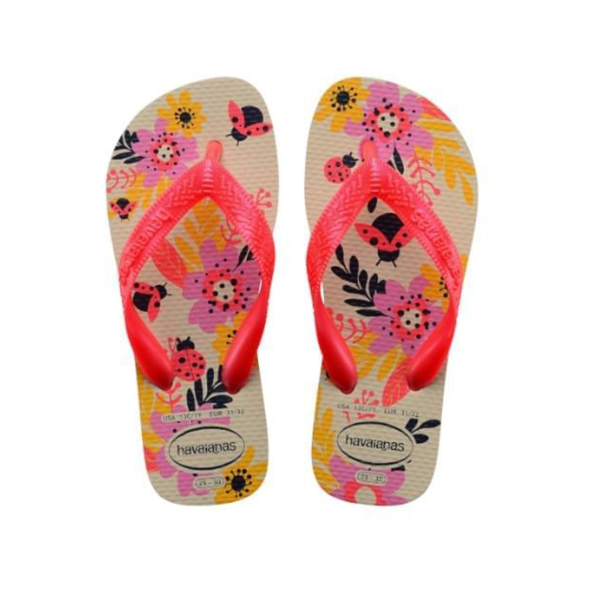 Chinelo Infantil Menina Kids Flores Havaiana 25 26 Bege