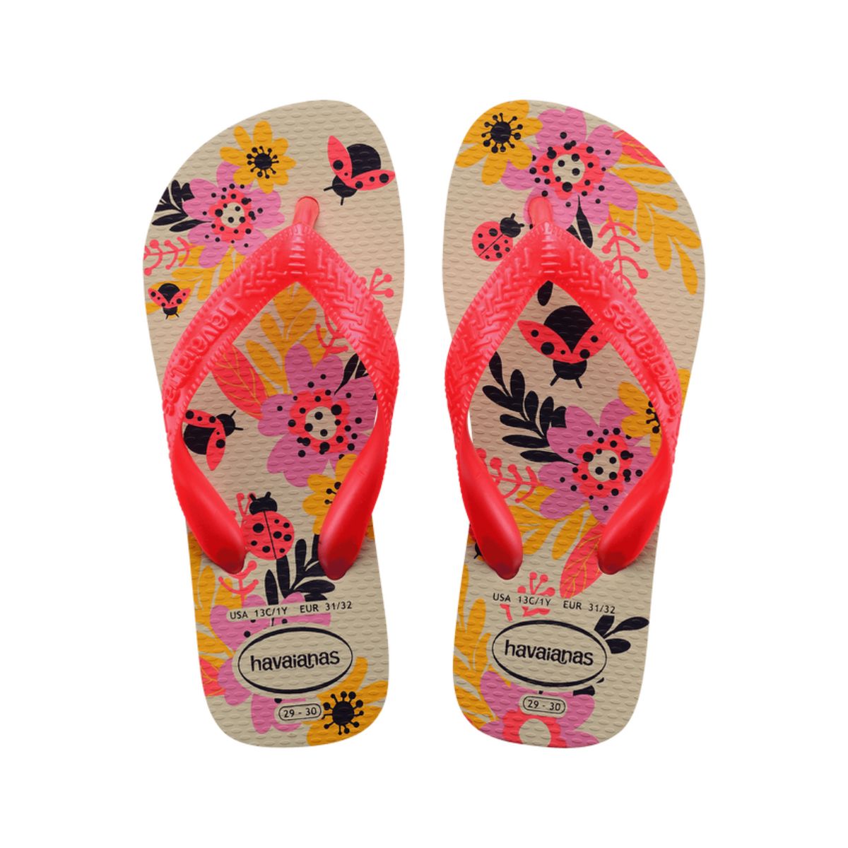 Chinelo Infantil Menina Havaianas Kids Flores Bege 31/32