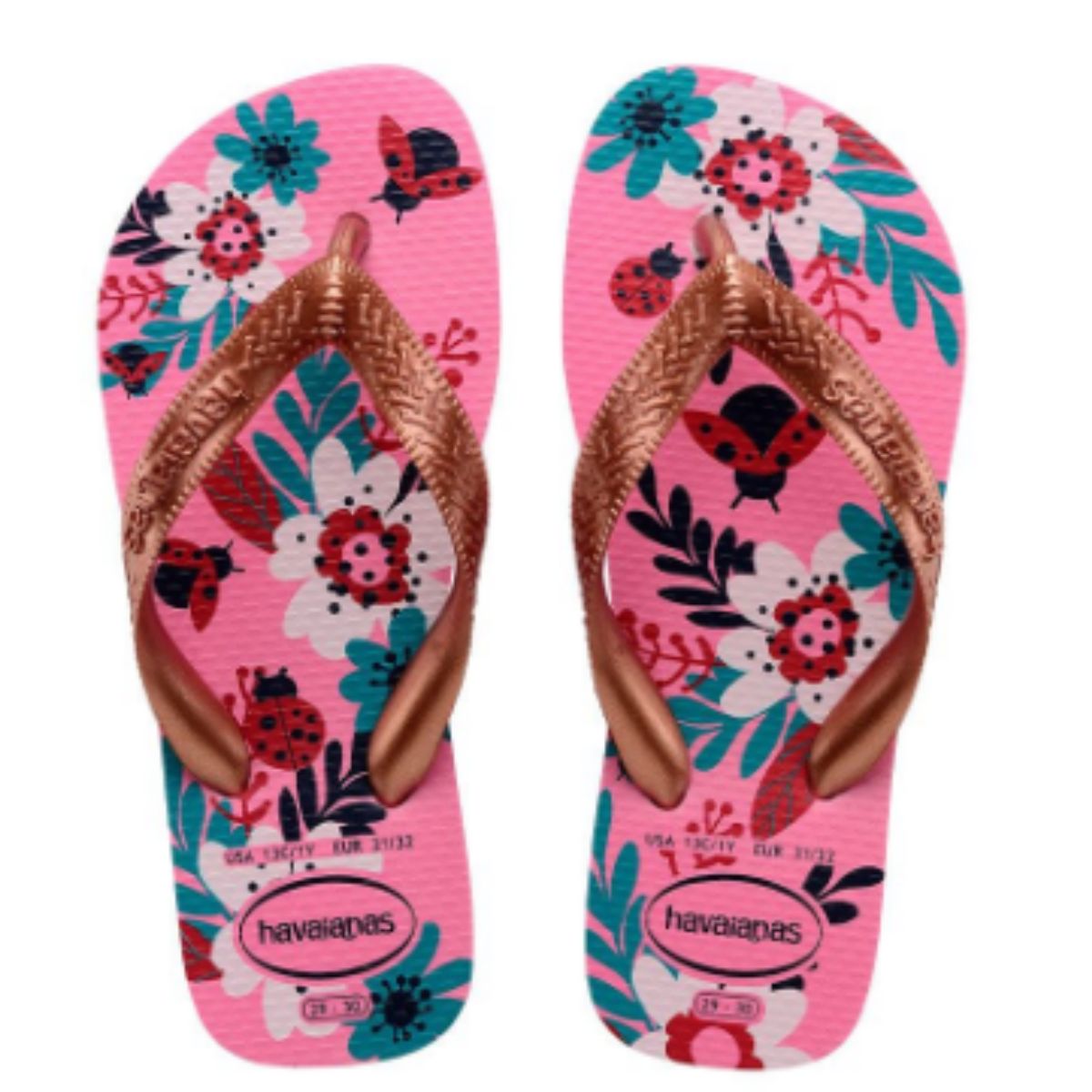 Chinelo Infantil Flores 25 26 Havaianas Rosa