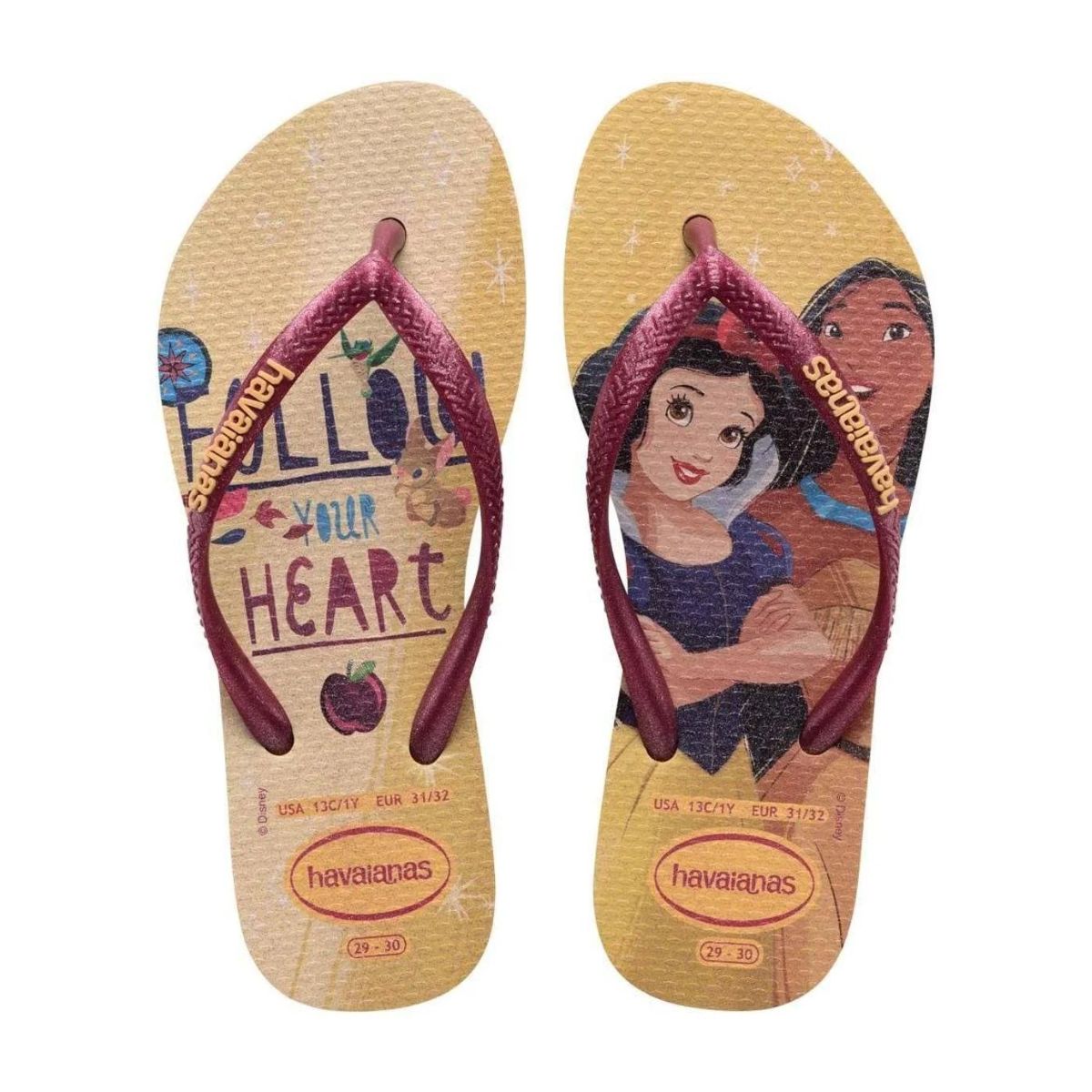 Chinelo Infantil Feminino Princesas Branca de Neve Tamanho 25 Dourado Havaianas