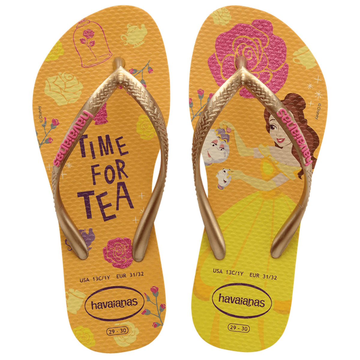 Chinelo Havaianas Feminino Infantil Slim Princesa Bela 27/28