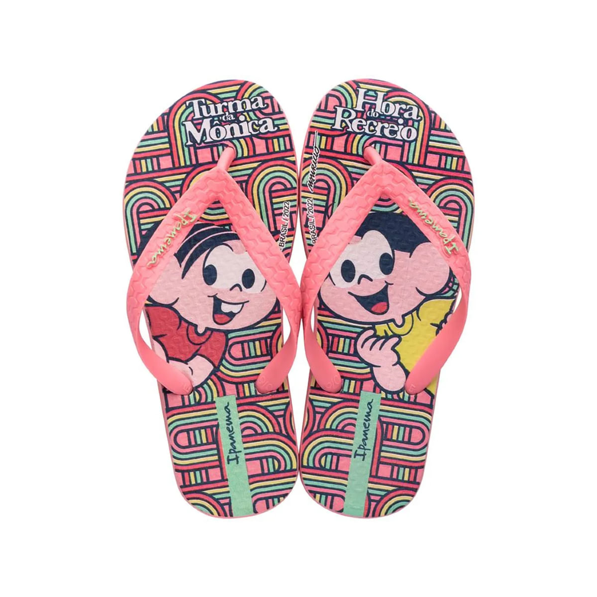 Chinelo Infantil Feminino Ipanema Turma da Mônica Rosa com Verde Tamanho 23/24