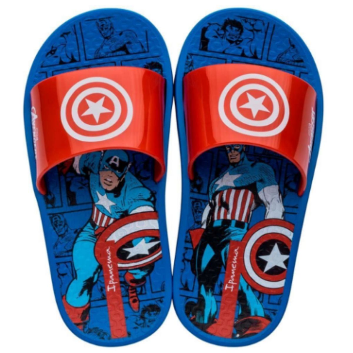 Chinelo Infantil Slide Capitão America 29 Ipanema Azul e Vermelho