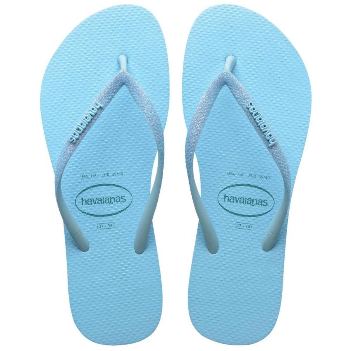 Chinelo de Dedo Havaianas Feminino Slim Glitter Neon Azul 39/40