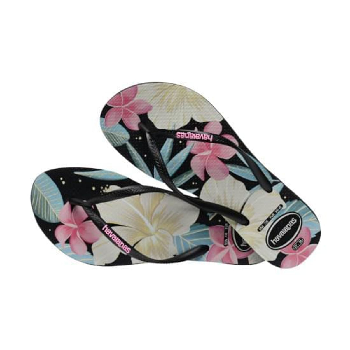 Chinelo Havaianas Feminino Slim Floral Preto Número 35/36