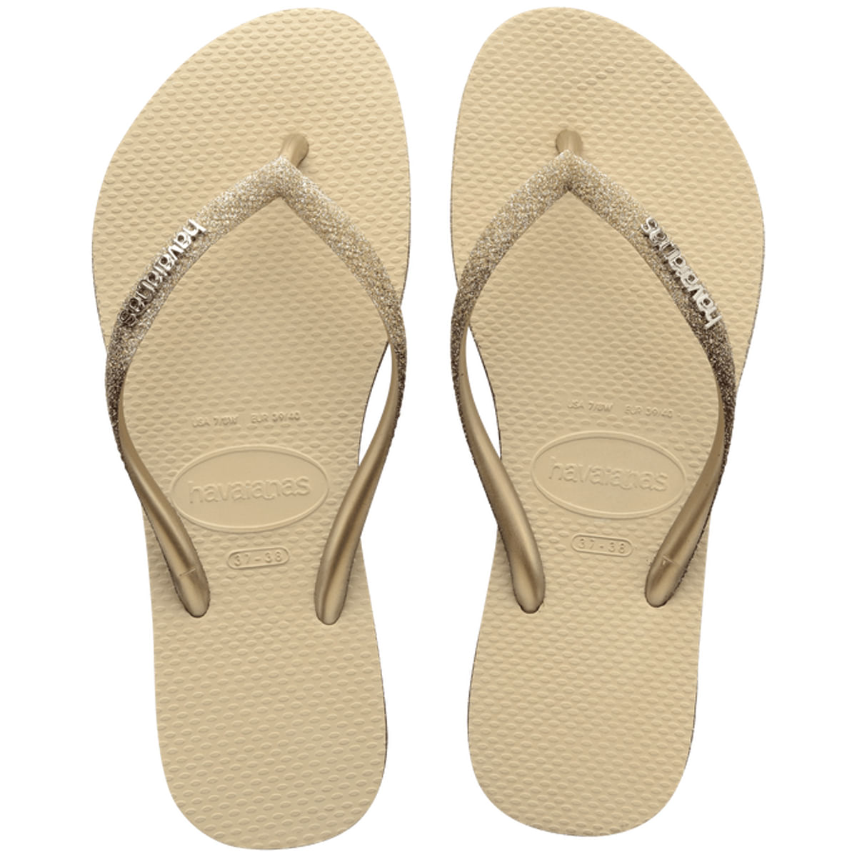 Chinelo Havaianas Feminino Slim Sparkle Areia 35/36