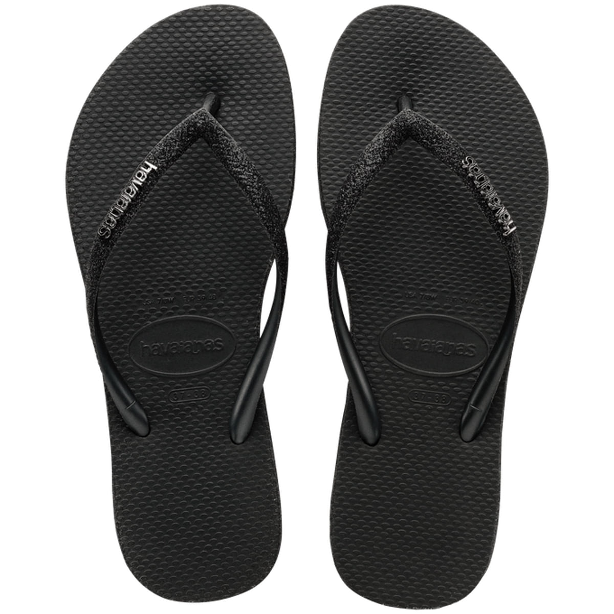 Chinelo Havaianas Feminino Slim Sparkle Preto 35/36