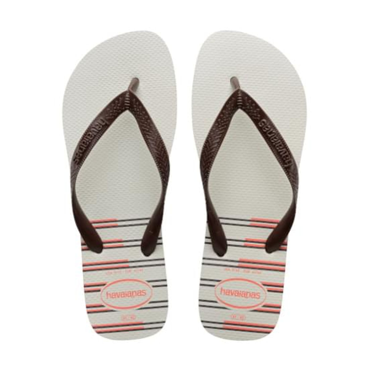 Chinelo Havaianas Feminino Top Basic Branco com Café Número 39/40