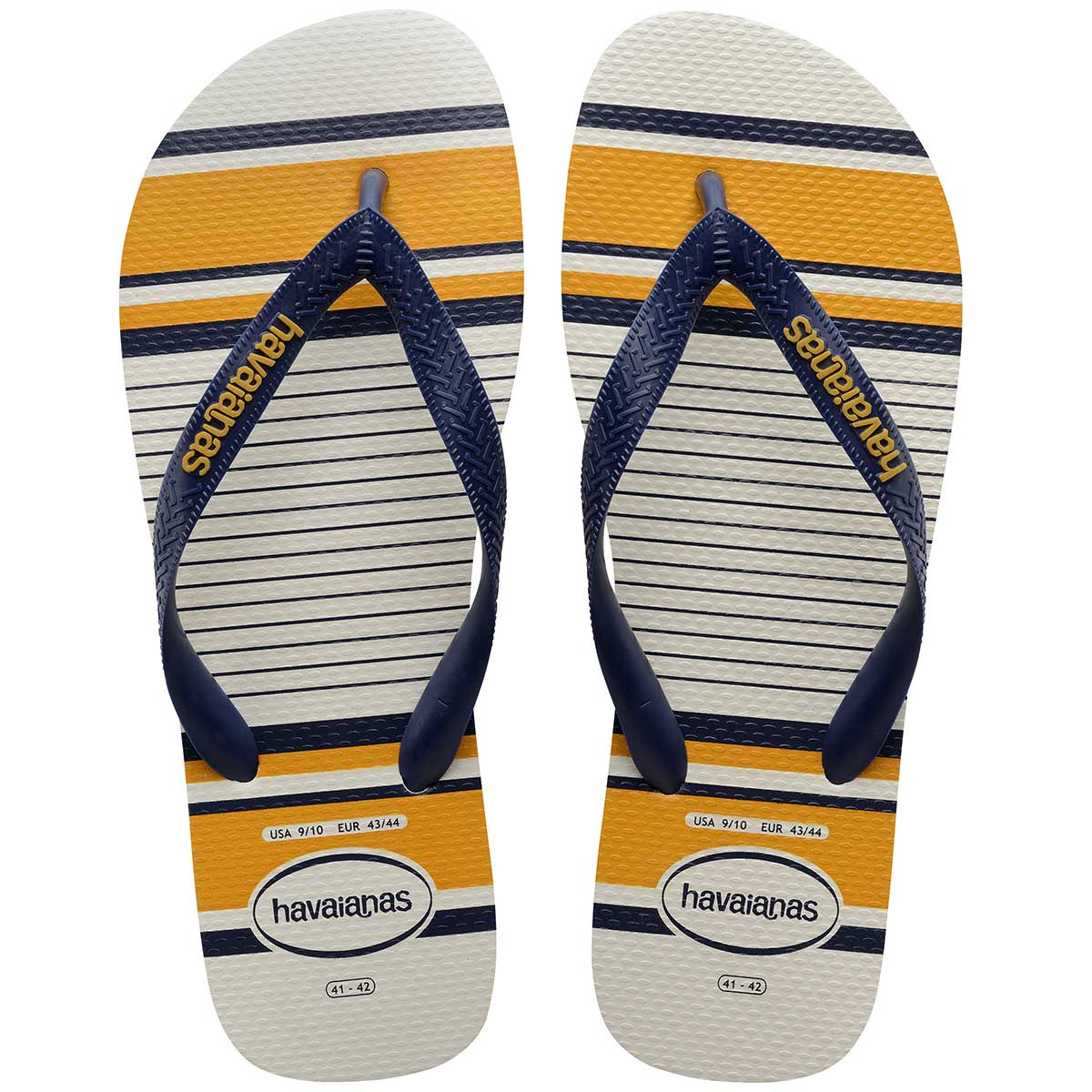 Chinelo Havaianas Masculino Marinho, Branco e Mostarda 39/40