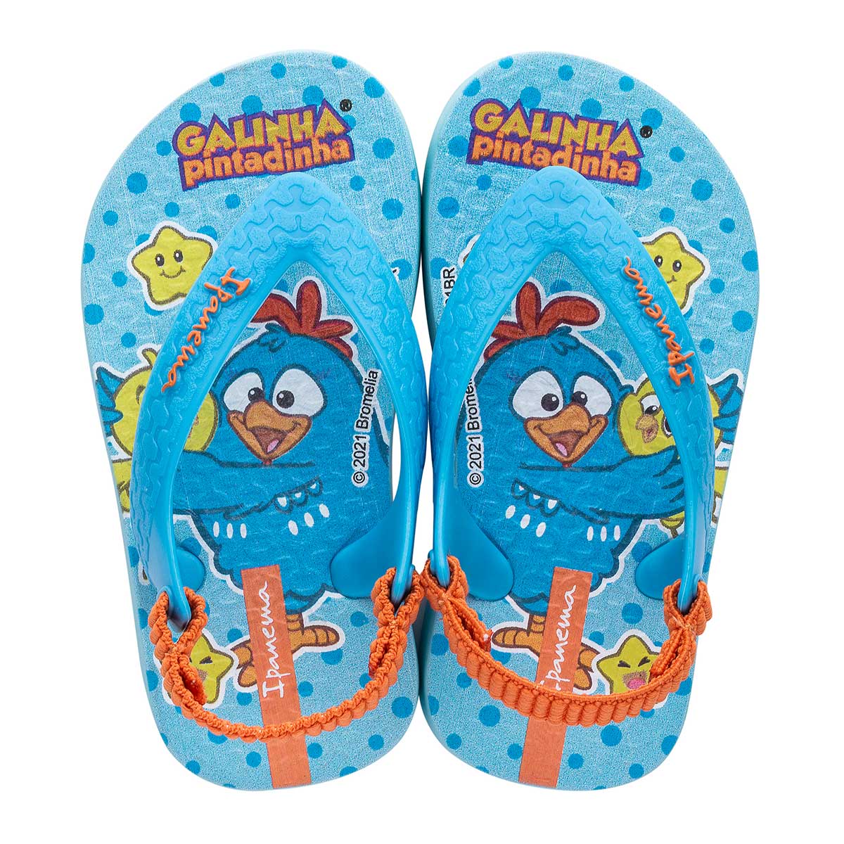 Chinelo Ipanema Crianca Galinha Pintadinha Afeto Baby Azul/Laranja 17/18