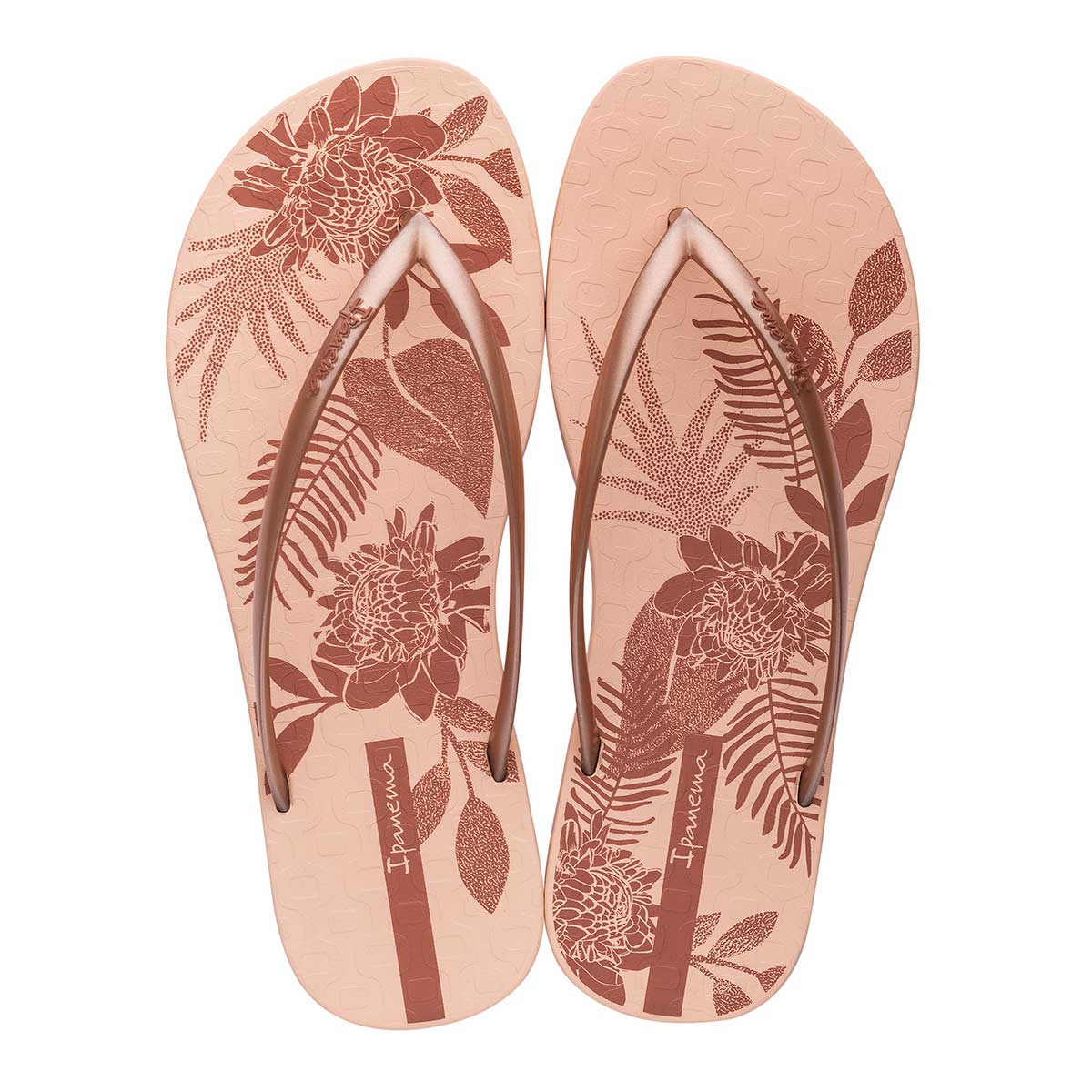 Chinelo Ipanema Feminino Easy Print Bege/Rosa Metalizado 35