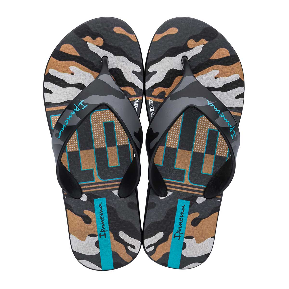 Chinelo Ipanema Infantil Deck Preto/Grafite/Bege 23/24