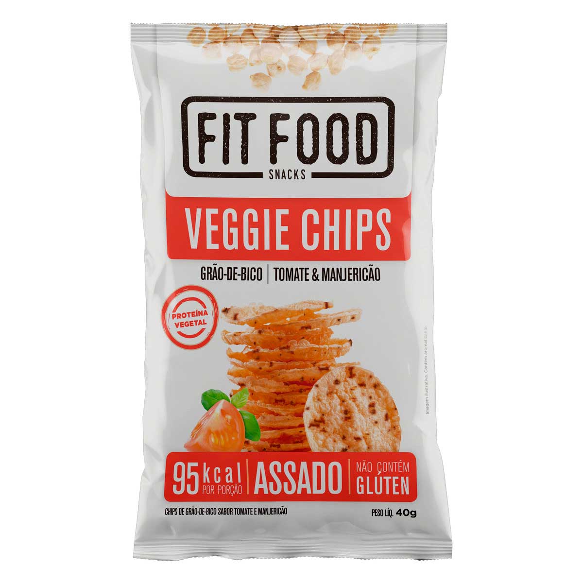 Chips de Grão-de-Bico Sabor Tomate &amp; Manjericão Fit Food 40g