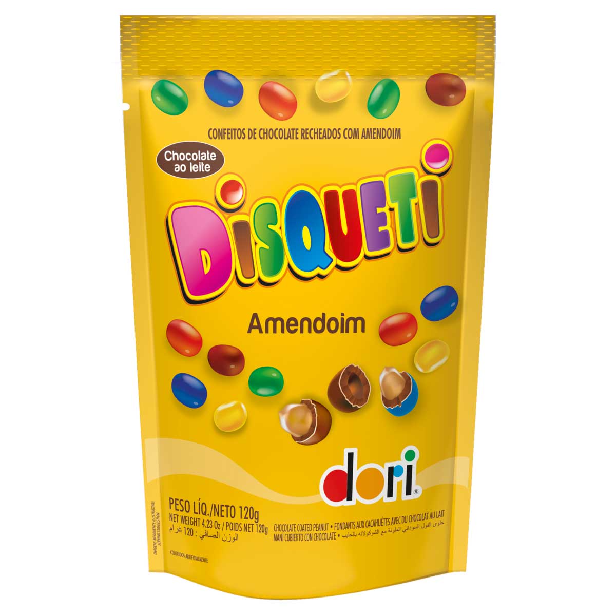 Confeito de Chocolate ao Leite Recheio Amendoim Dori Disqueti 120g