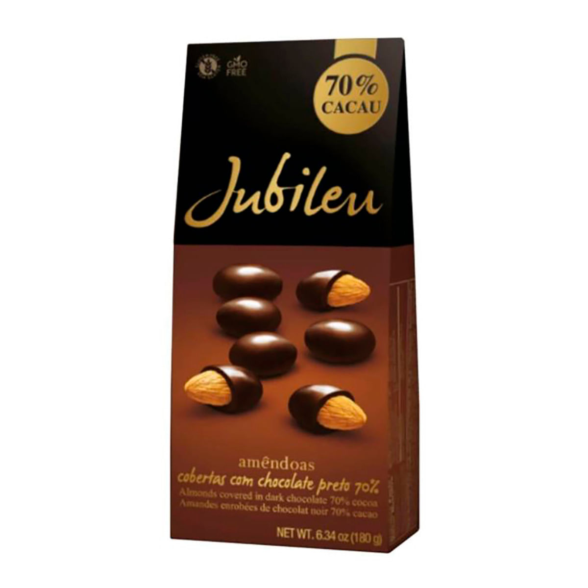 Amêndoas Cobertas com Chocolate Amargo 70% Cacau Jubileu 180 g