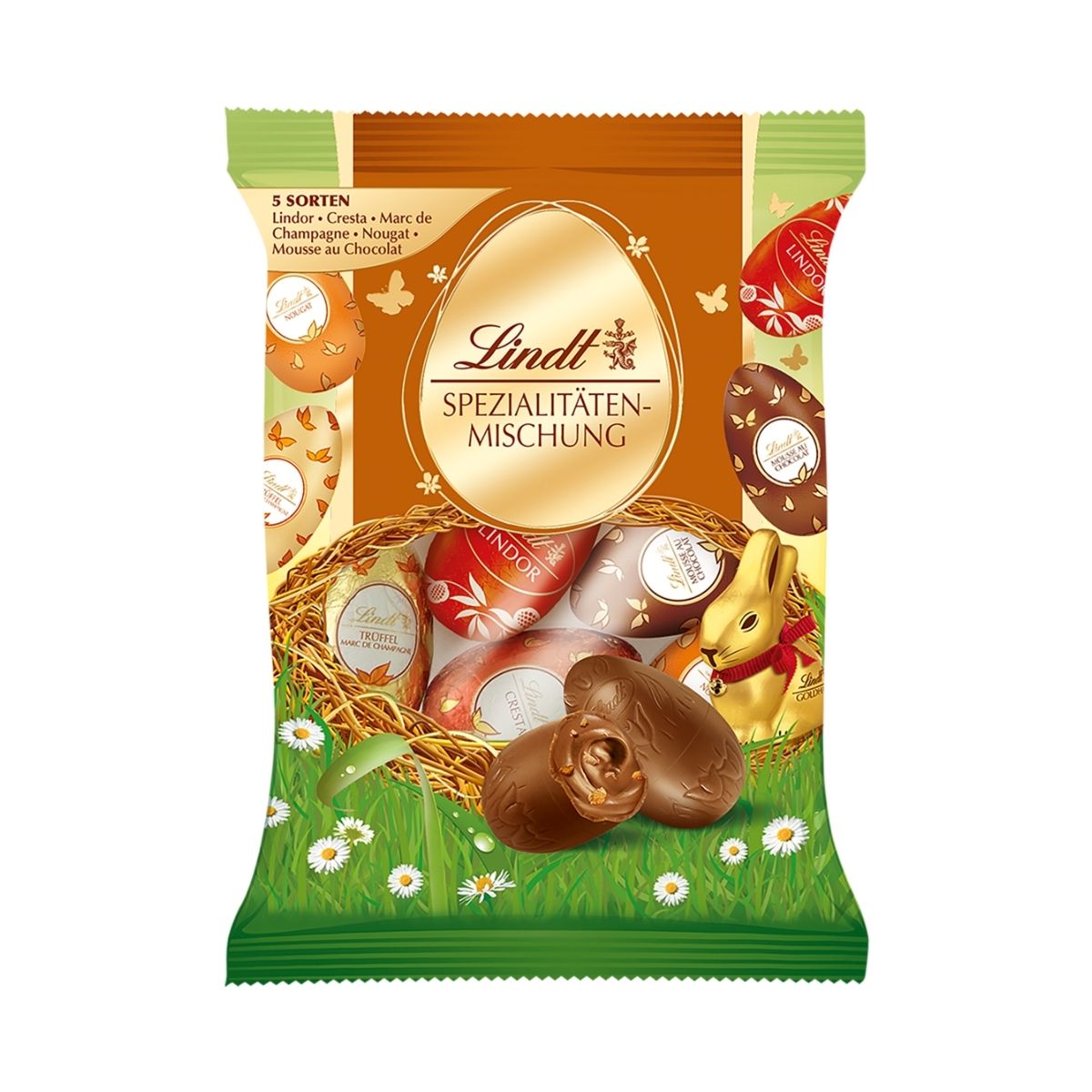 Miniovos de Chocolate ao Leite e Branco com Recheio Lindt Pacote 90 g