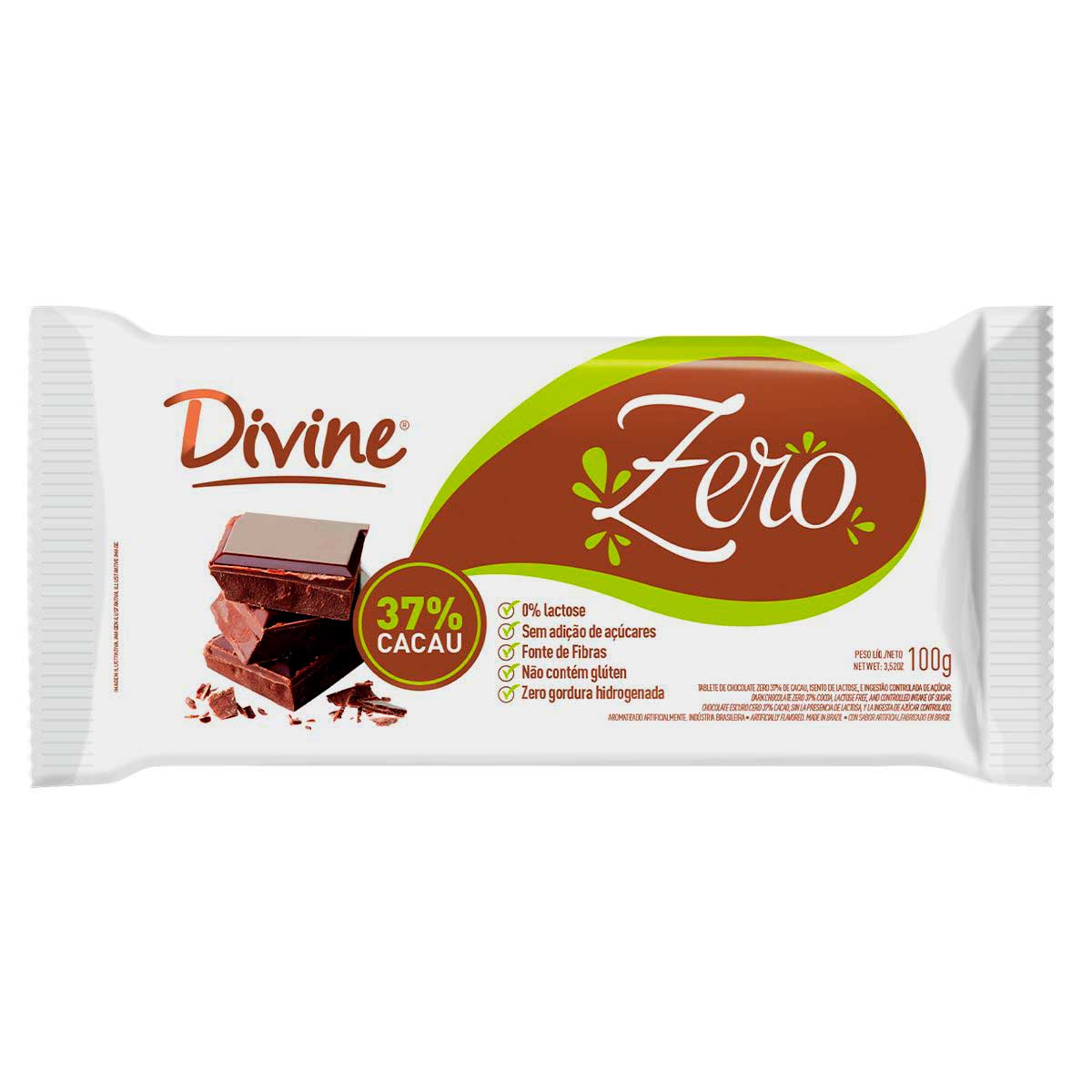 Chocolate ao Leite 37% Cacau Zero Divine 100 g